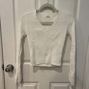 John Galt white ribbed long sleeve top